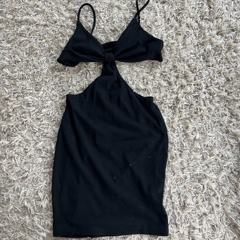 Black Cutout Mini Dress - Sleek Women's Party Dress - Picture 5 of 5